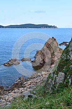 Russia, Vladivostok, Amur Bay, coast of the island of Klykov in autumnn photo