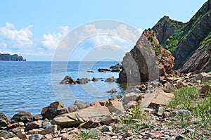 Russia, Vladivostok, Amur Bay, coast of the island of Klykov in september photo