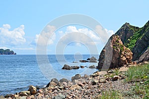 Russia, Vladivostok, Amur Bay, coast of the island of Klykov in september photo