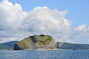 Russia, Vladivostok, Amur Bay, the view for the island Malyy from the island of Klykov in sunny weather photo