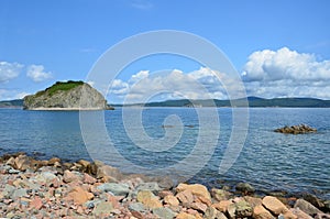 Russia, Vladivostok, Amur Bay, the view for the island Malyy from the island of Klykov early autumn photo