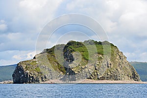 Russia, Vladivostok, Amur Bay, the view for the island Malyy from the island of Klykov in sunny weather photo