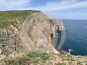 Russia, Vladivostok. Island of Shkot and Japanese sea in the spring