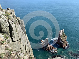 Russia, Vladivostok. Island of Shkot and Japanese sea in the spring