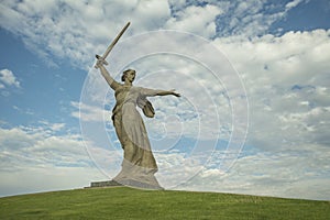 Russia, Volgograd - May 23, 2018: Sculpture Motherland - the compositional center of the monument-ensemble to the Heroes