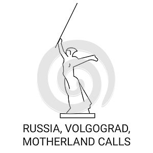 Russia, Volgograd, Motherland Calls travel landmark vector illustration