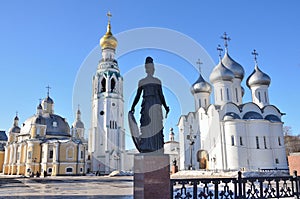 Russia. Vologda, Cathedral Sobornaya, Kremlevskaya square in the spring, left the Voskresensky Cathedral, Cathedral bell tower, photo