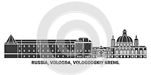 Russia, Vologda, Vologodskiy Kreml, travel landmark vector illustration