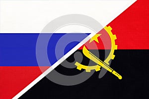 Russia vs Angola, symbol of two national flags. Relationship between African and Asian countries