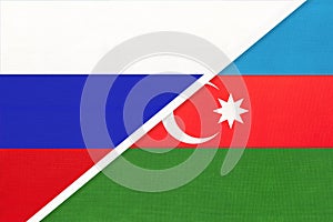 Russia vs Republic of Azerbaijan national flag from textile. Relationship and partnership between two countries