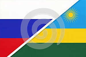 Russia vs Rwanda, symbol of two national flags. Relationship between African and Asian countries photo