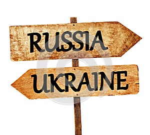 Russia vs Ukraine Arrows Concept.