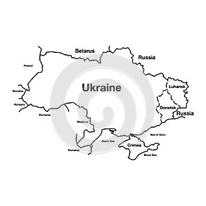 Russia vs Ukraine Conflict Outline Map.