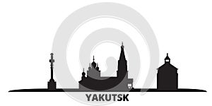 Russia, Yakutsk city skyline isolated vector illustration. Russia, Yakutsk travel black cityscape