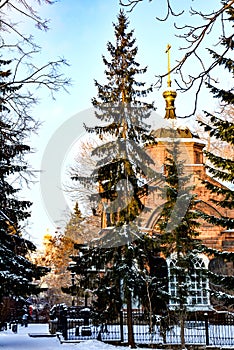Russia. Yekaterinburg. Famous iconic places in the city . Winter city landscape .