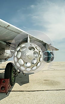 Russian aircraft mig 29 wing and gun