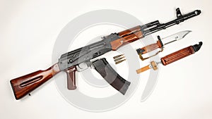 Russian AK74 assault rifle and bayonet