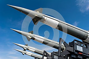 Russian antiaircraft rocket against sky