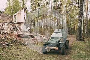 Russian Armoured Soviet Scout Car BA-64 Of World War II In Sprin