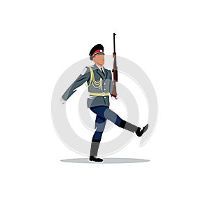 Russian army. The soldier honor guard marches. Vector Illustration.