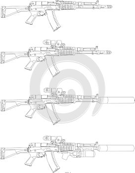 Russian assault rifle AEK isolated