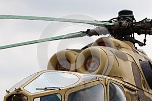 Russian Attack Helicopter Close-up Cockpit Abstract