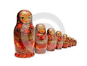 Russian Babushka dolls isolated