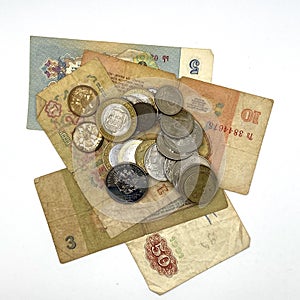 Russian banknotes and coins