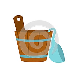 Russian bath tub icon, flat style