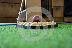 Russian billiard balls on the table