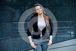 Russian business lady. Female business leader concept. Portrait Of Successful Business Woman