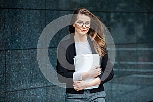 Russian business lady. Female business leader concept. Portrait Of Successful Business Woman