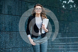 Russian business lady. Female business leader concept. Portrait Of Successful Business Woman