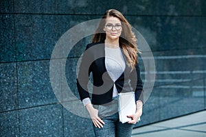 Russian business lady. Female business leader concept. Portrait Of Successful Business Woman