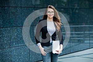 Russian business lady. Female business leader concept. Portrait Of Successful Business Woman