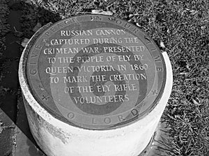 Russian Cannon in Ely in black and white