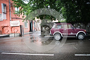 Russian Car in Train Station