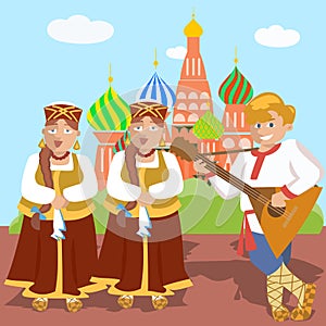 Russian cartoon folk band against church