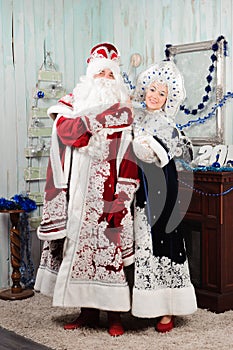 Russian Christmas characters: Ded Moroz, Father Frost and Snegurochka, Snow Maiden