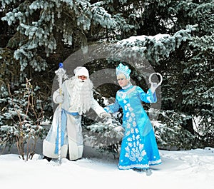 Russian Christmas characters Ded Moroz Father Frost and Snegurochka Snow Maiden