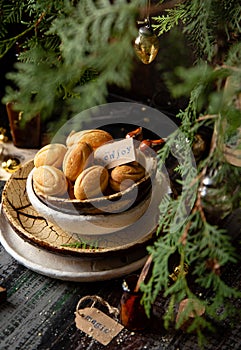 Russian Christmas walnut shell cookies