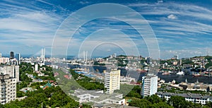The Russian city of Vladivostok. Vladivostok, hot summer afternoon. Golden Horn BayRussia
