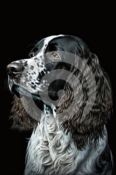 russian cocker spaniel dog over a dark background