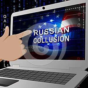 Russian Collusion During Election Campaign Laptop Means Corrupt Politics In America 3d Illustration