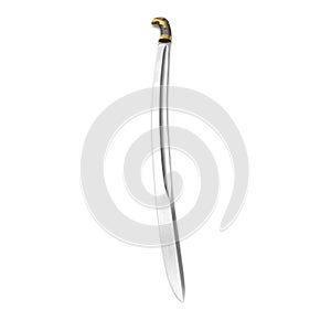 Russian Cossack Shashqua Saber on white. Top view. 3D illustration