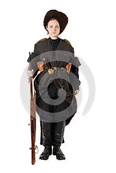 Russian Cossack standing at attention.