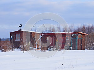 Russian country wooden house dacha.