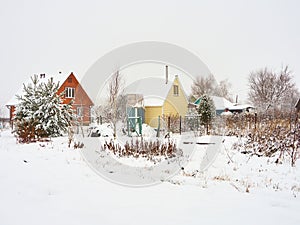 Russian country wooden houses dacha. photo