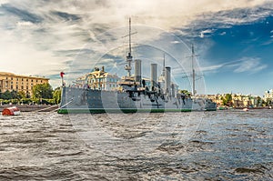 Russian cruiser Aurora, currently a museum ship, St. Petersburg, Russia