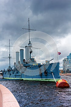 Russian cruiser Aurora, moored in St. Petersburg